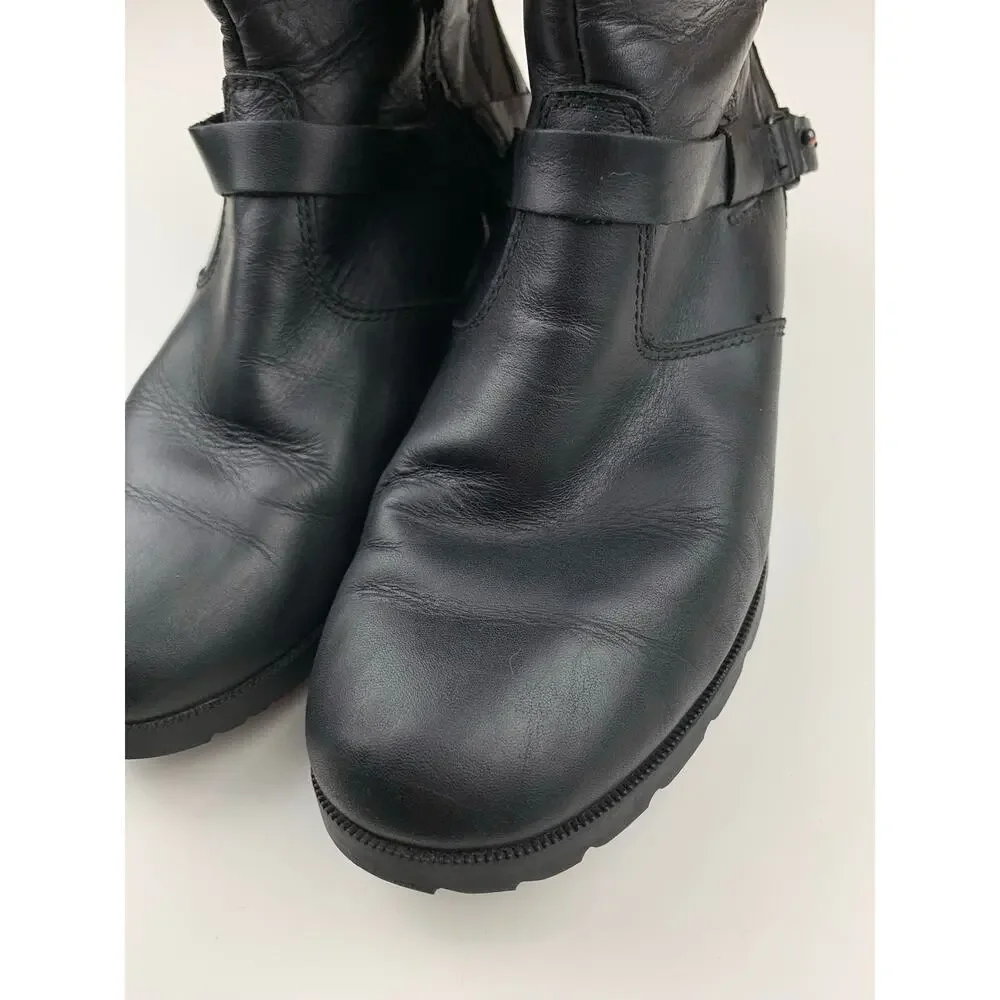 Teva De La Vina Boots Black Leather Waterproof Ankle Zipper Women's 7.5